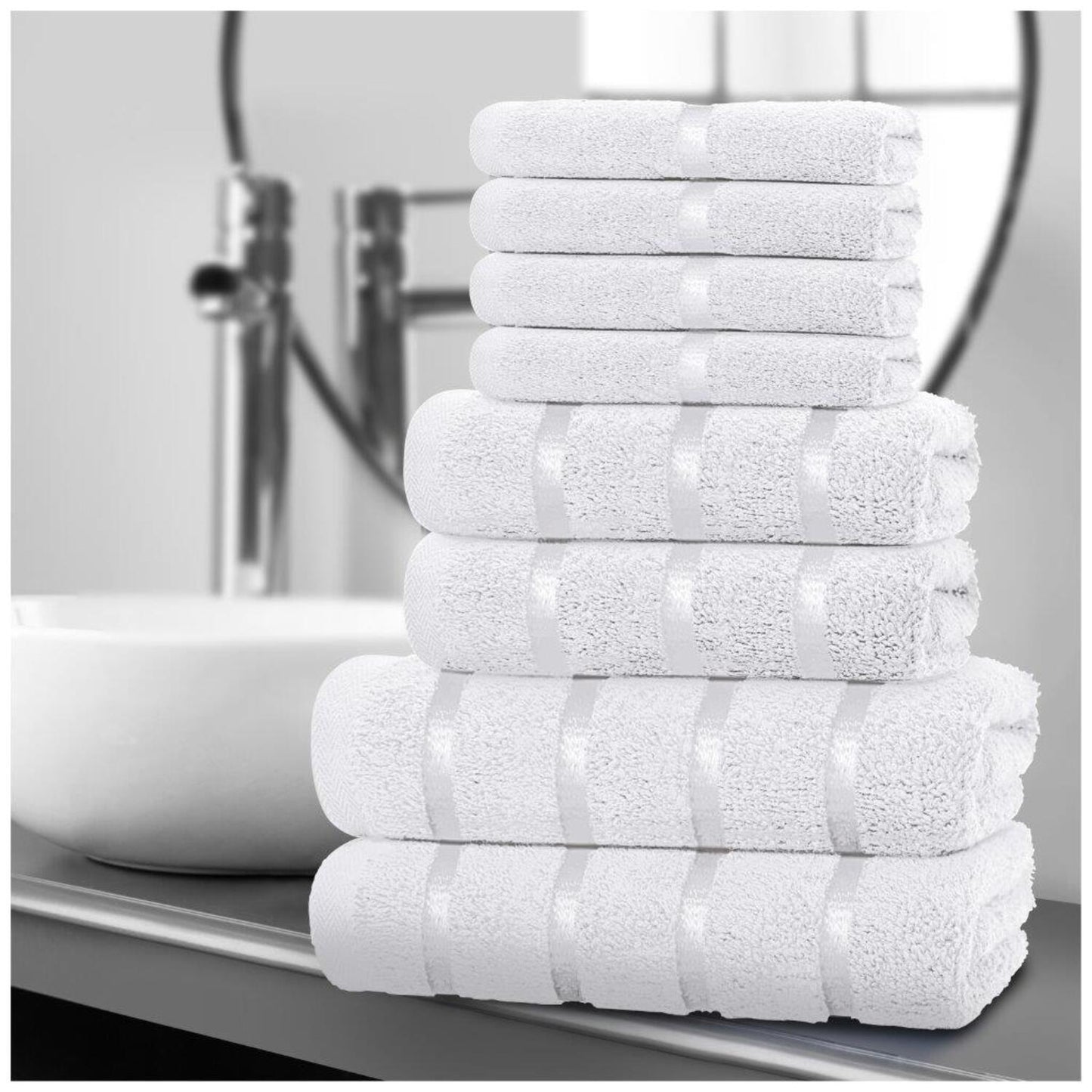 10pcscEgyptian Cotton Towel Set | Quick-Drying & Highly Absorbent | Includes 4 Face, 2 Hand, 2 Bath Towels | Sophisticated Boston Design | 15 Elegant Colours | Machine Washable