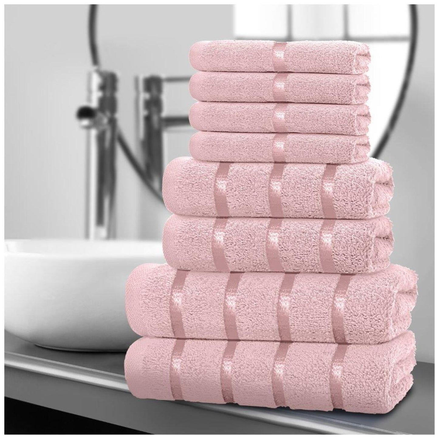 10pcscEgyptian Cotton Towel Set | Quick-Drying & Highly Absorbent | Includes 4 Face, 2 Hand, 2 Bath Towels | Sophisticated Boston Design | 15 Elegant Colours | Machine Washable