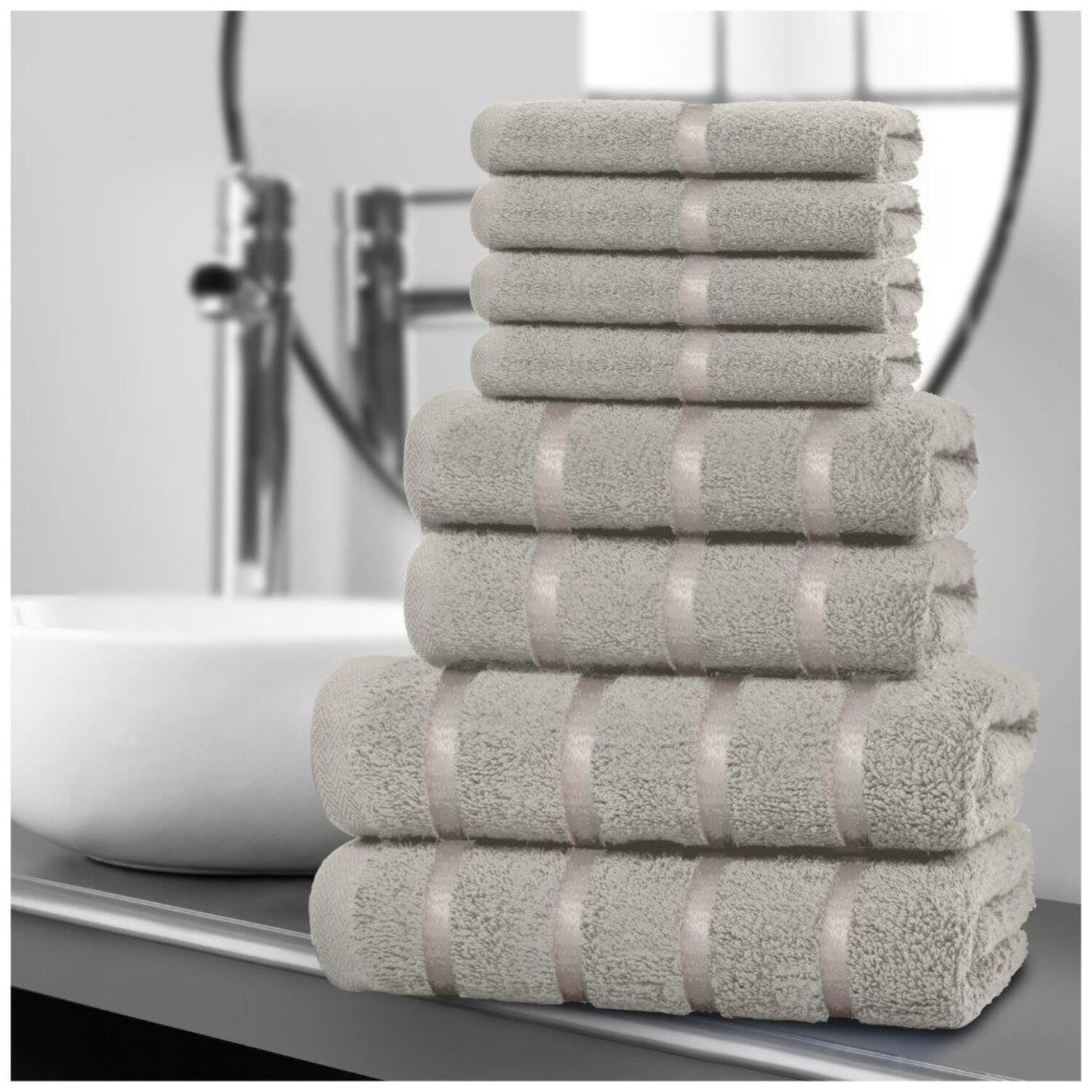 10pcscEgyptian Cotton Towel Set | Quick-Drying & Highly Absorbent | Includes 4 Face, 2 Hand, 2 Bath Towels | Sophisticated Boston Design | 15 Elegant Colours | Machine Washable