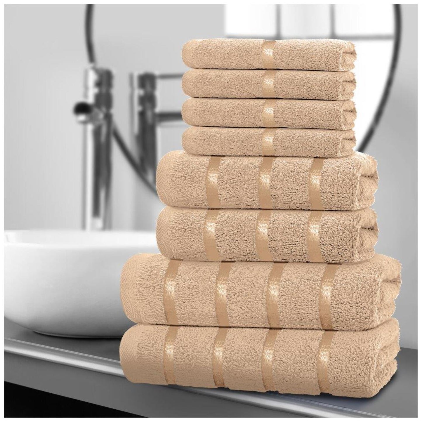 10pcscEgyptian Cotton Towel Set | Quick-Drying & Highly Absorbent | Includes 4 Face, 2 Hand, 2 Bath Towels | Sophisticated Boston Design | 15 Elegant Colours | Machine Washable