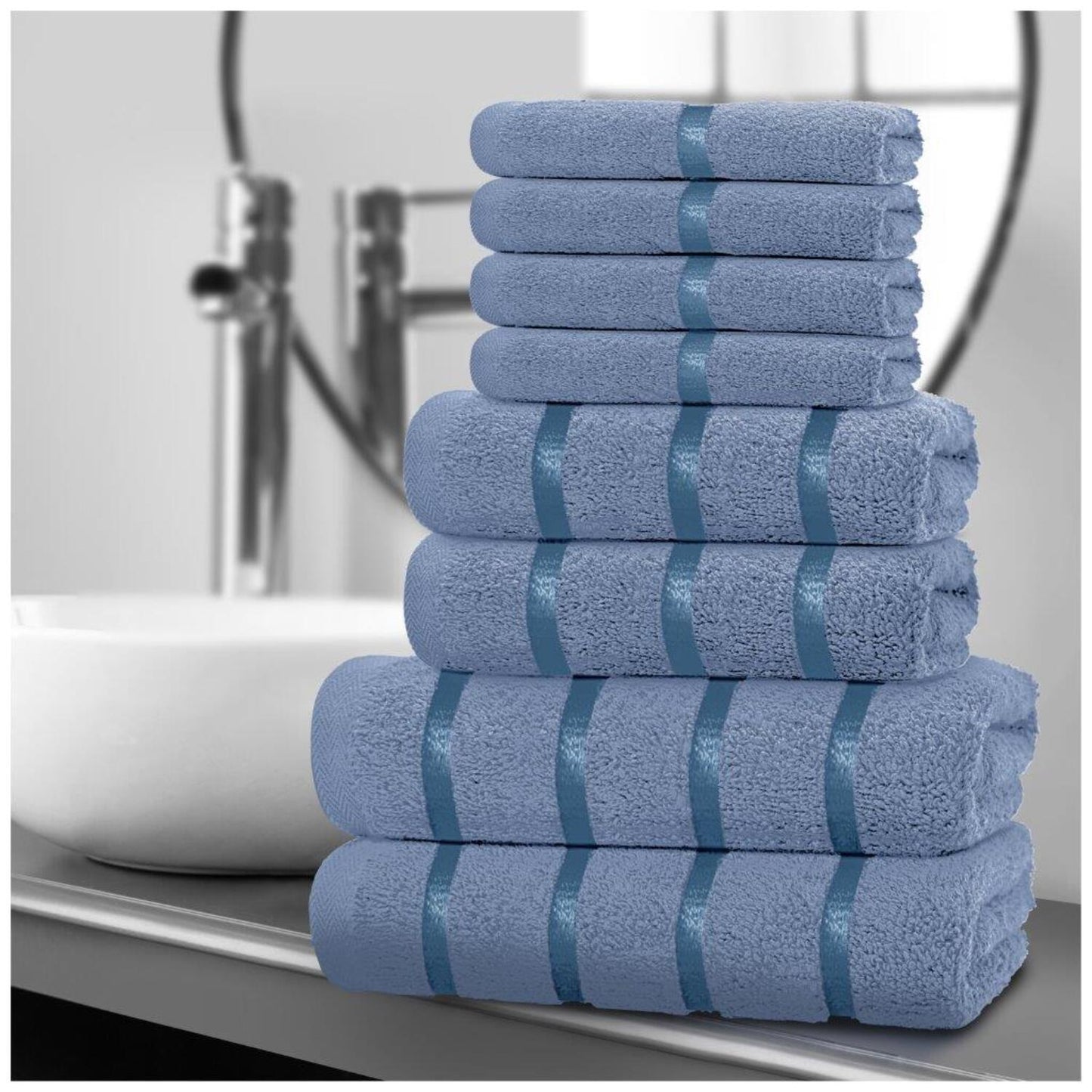 10pcscEgyptian Cotton Towel Set | Quick-Drying & Highly Absorbent | Includes 4 Face, 2 Hand, 2 Bath Towels | Sophisticated Boston Design | 15 Elegant Colours | Machine Washable