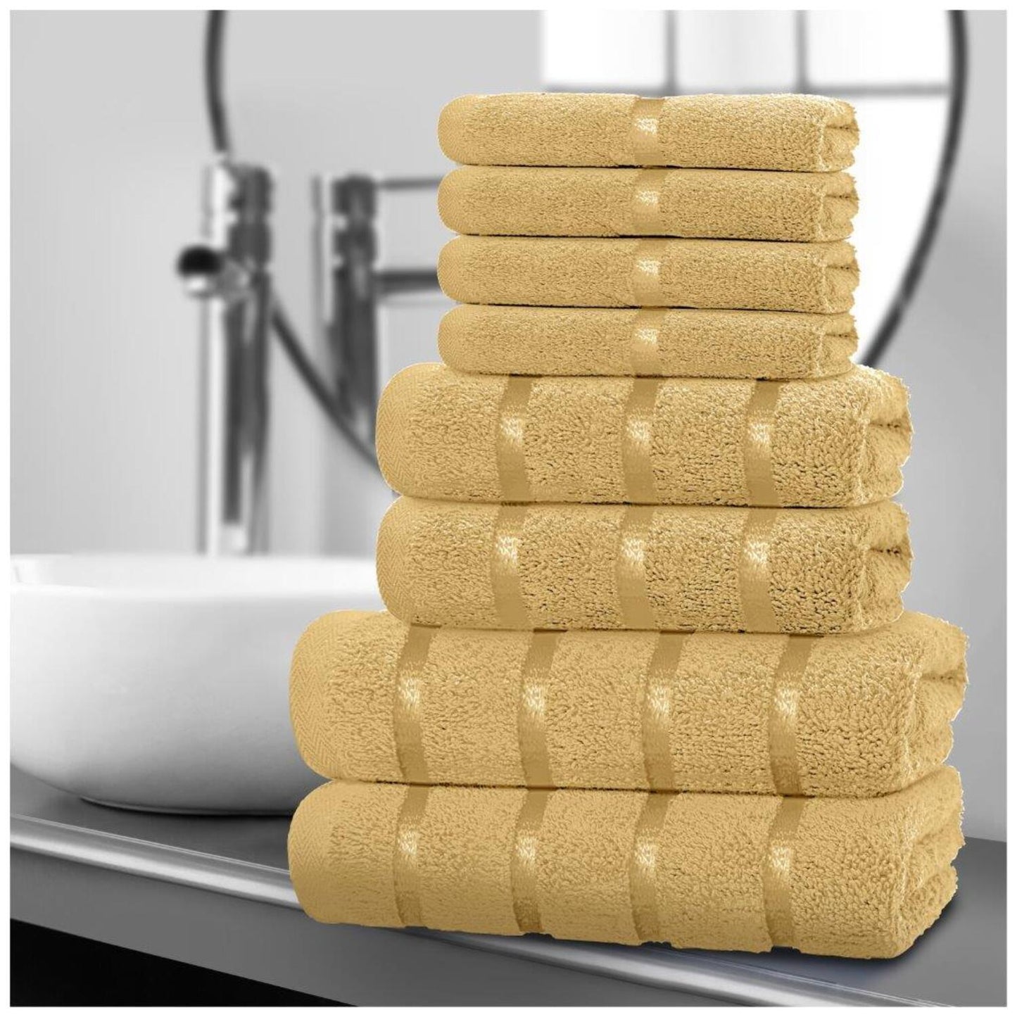 10pcscEgyptian Cotton Towel Set | Quick-Drying & Highly Absorbent | Includes 4 Face, 2 Hand, 2 Bath Towels | Sophisticated Boston Design | 15 Elegant Colours | Machine Washable