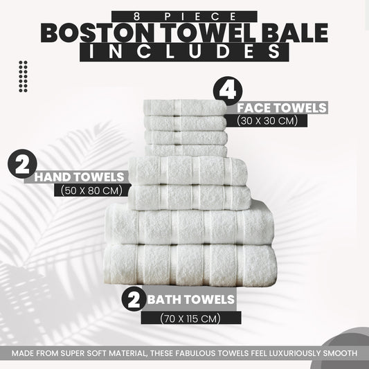 10pcscEgyptian Cotton Towel Set | Quick-Drying & Highly Absorbent | Includes 4 Face, 2 Hand, 2 Bath Towels | Sophisticated Boston Design | 15 Elegant Colours | Machine Washable