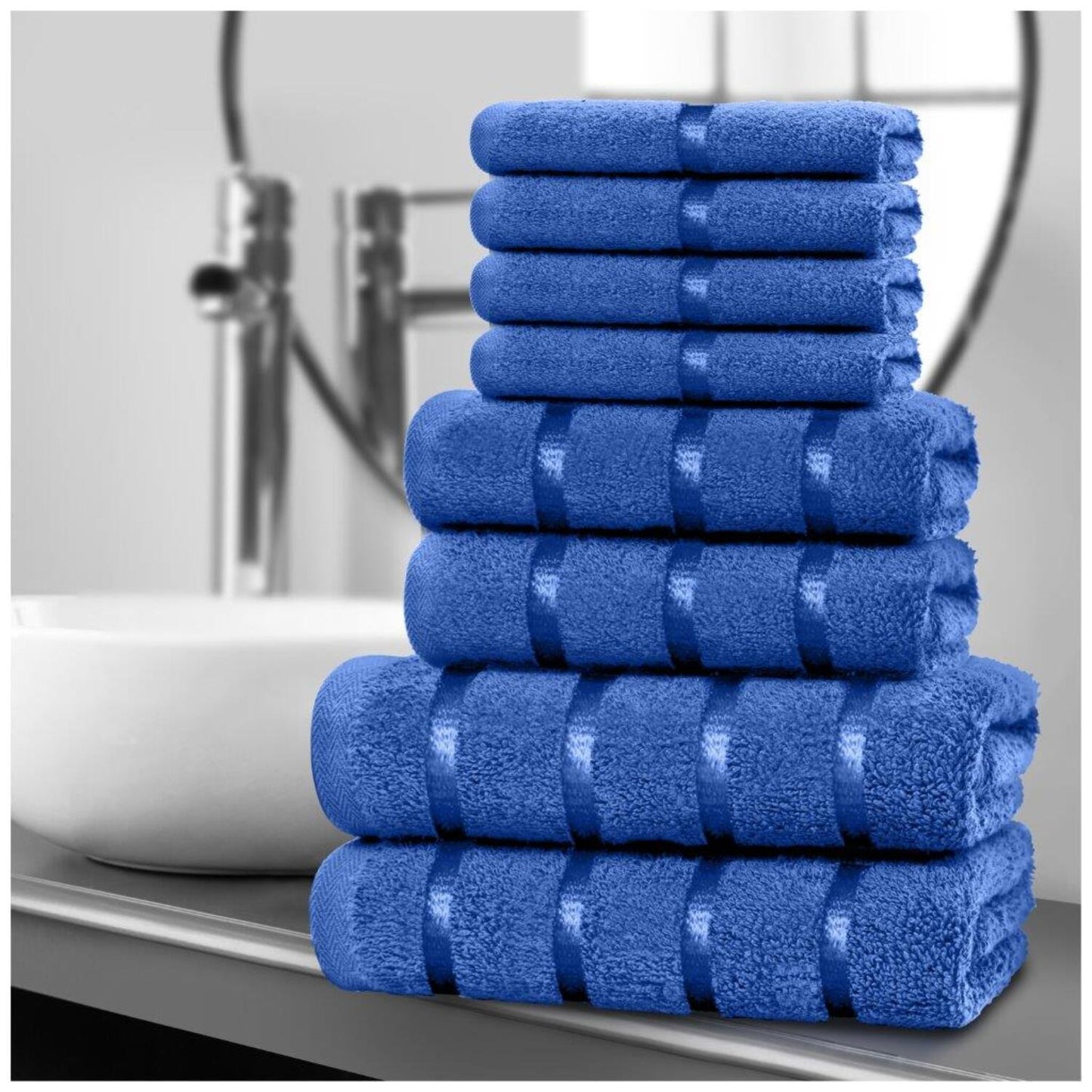 10pcscEgyptian Cotton Towel Set | Quick-Drying & Highly Absorbent | Includes 4 Face, 2 Hand, 2 Bath Towels | Sophisticated Boston Design | 15 Elegant Colours | Machine Washable